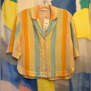 Mango Multicolor Striped Retro feel Button up shirt - cropped